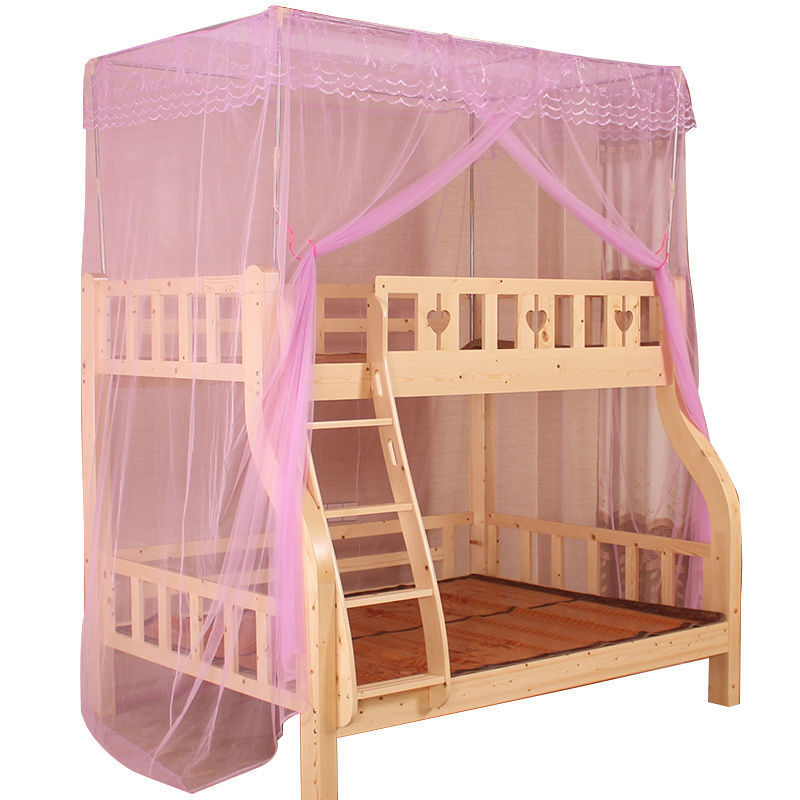 Bunk Bed Mosquito Net with Integrated Thickened Support, Double-Layer Height-Adjustable Children's Bed with Encrypted Mother-Child Design