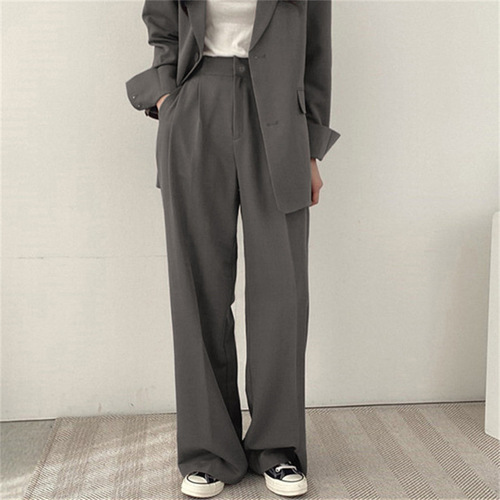Coffee-colored autumn men's suit pants with high waist, temperament, commuting, loose fit, women's drooping sense, cross-border multi-color plus-size long pants