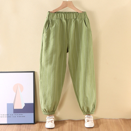 Children's Summer Thin Casual Pants 3-10 Years Old Pure Cotton Long Pants for Boys and Girls, Outwear Lantern Pants for Toddlers, Mosquito-Proof Pants