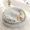 Pet dog nest long plush round cat nest semi -closed cat nest dog nest crystal velvet cat nest shell cat nest Pet nest