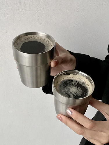 304不锈钢拿铁咖啡杯ins工业风浓缩冰美式复古金属喝水冷饮料杯子