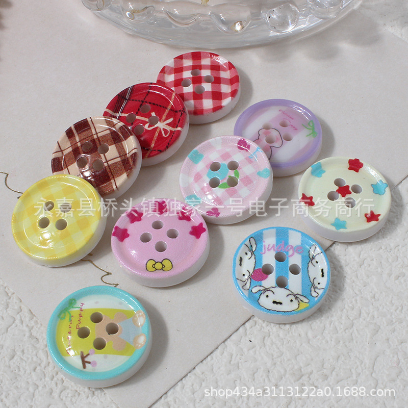 新しいプラスチックラウンド薄型エッジカラー印刷ボタン子供服と女性の多用途装飾ボタン DIY アクセサリー|undefined