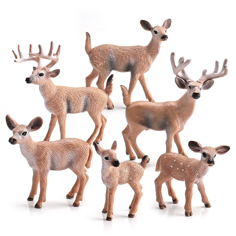 Transfronterizo amazonas niños simulación bosque animal cola blanca ciervo estático navidad ciervos decoración modelo juguete