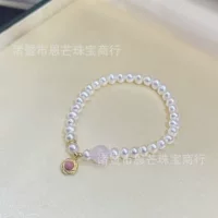 Zhuji Natural 4-5mm сильный свет микро-недостатки высокое качество пресноводный жемчужный порошок хрустальный браслет 14k впрыск золото аксессуары
