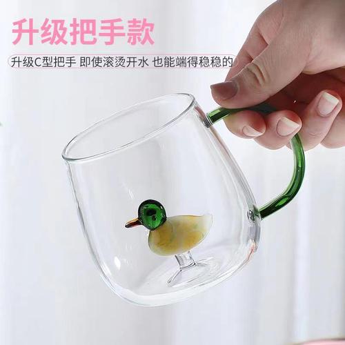 New three-dimensional shape glass colorful cartoon animal cup high borosilicate glass household gift cup juice cup