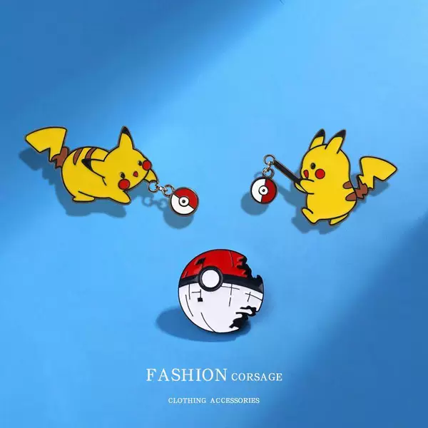 Pikachu Small Brooch Cute Japanese Badge Bag Decorative Pin Buckle Ins Fashionable Personalized Clothes Collar Pin Creative