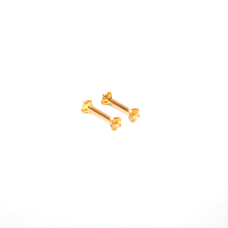 G23 Titanium Double Head Claw Set CZ Straight Barbell Eyebrow Piercing Jewelry detail image 15