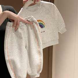 新款洋气婴儿套装儿童卫衣秋季衣服款时髦2025春秋宝宝两件套卫裤