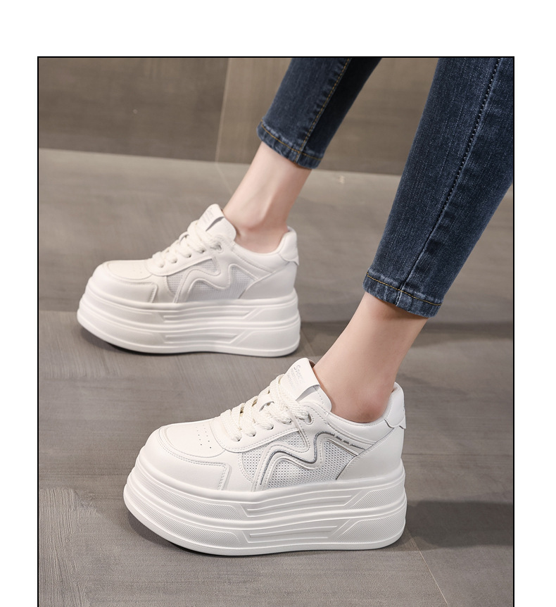 Giày sneaker nữ đế dày tăng chiều cao phong cách thể thao — màu be chi tiết 12