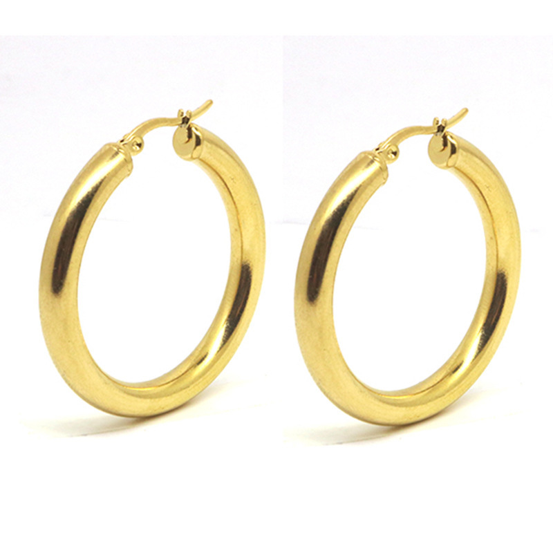 Hengtai factory spot stainless steel earrings set round wire earrings men's anti-fading hollow tube earrings Hengtai factory spot stainless steel earrings set round wire earrings men's anti-fading hollow tube earrings