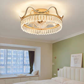 雷士欧普水晶风扇灯新款轻奢客厅餐厅隐形吊扇灯简约家用卧室一体