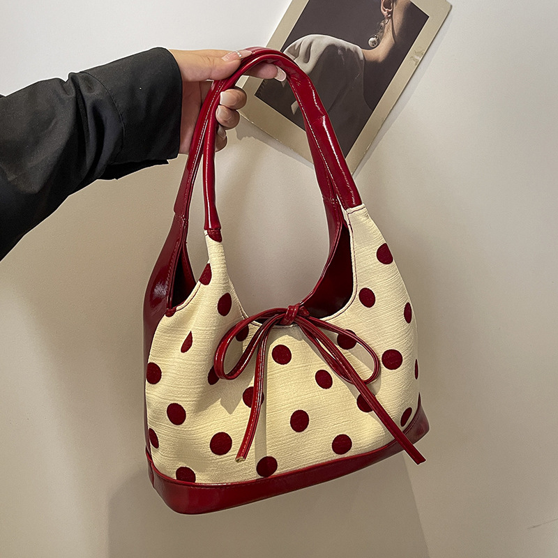 Commuting Large-Capacity Bag for Women 2026 New Trendy Canvas Polka Dot Shoulder Underarm Bag Super Popular Hand-Held Tote Bag Commuting Large-Capacity Bag for Women 2026 New Trendy Canvas Polka Dot Shoulder Underarm Bag Super Popular Hand-Held Tote Bag