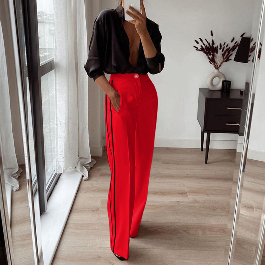 Women's Straight Leg Pants - Classic Comfortable Casual Trousers_voghion.com