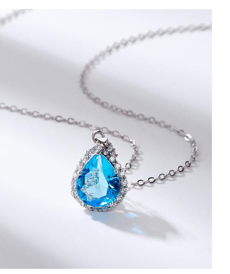 1 Piece Fashion Water Droplets Sterling Silver Polishing Inlay Zircon Pendant Necklace display picture 3