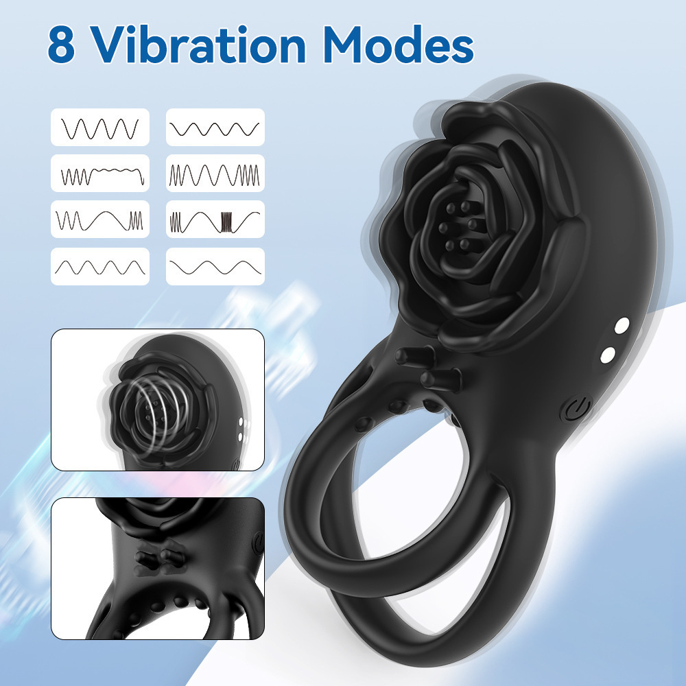 Rose Wireless Remote Vibrating Ring Prostate Massager, 8-Frequency Silicone Cock Ring — detail image 9