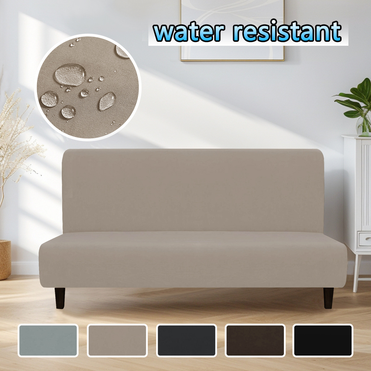 Nuevo estilo transfronterizo de seda de leche impermeable sin reposabrazos funda de sofá elástica de color sólido funda de cama de sofá plegable Sofa cover