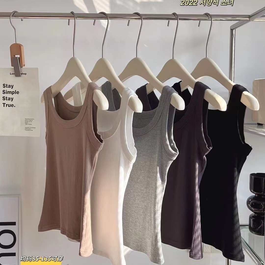 Estilo japonés Dongdaemun mismo chaleco Delgado verano sin costuras de algodón puro que basa el chaleco anti-exposición que cubre el pecho para las mujeres