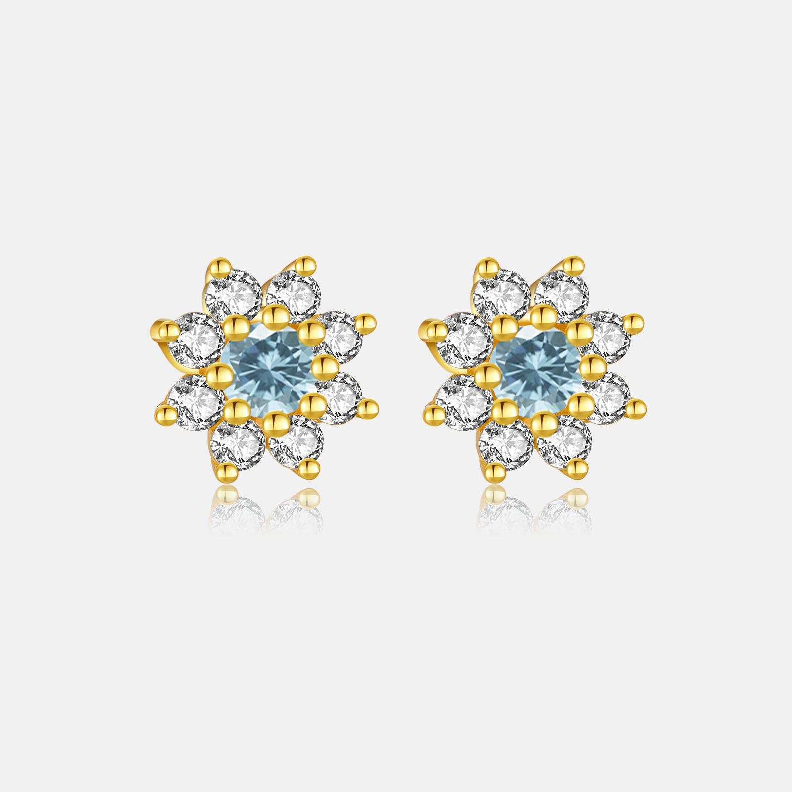 1 Pair Simple Style Shiny Flower Inlay Sterling Silver Zircon 18K Gold Plated Ear Studs display picture 8