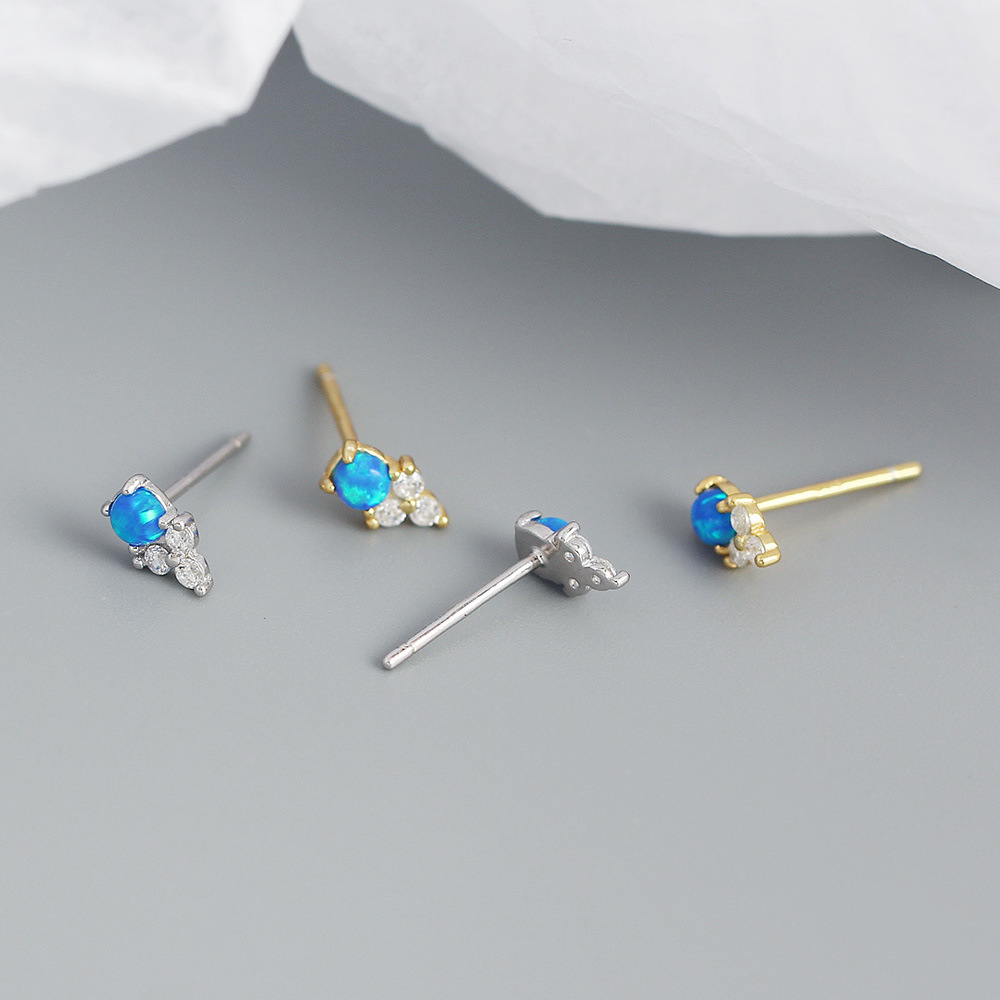 Geometric Fashion 925 Sterling Silver Gem Plating Earrings Ear Studs display picture 4