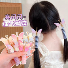 新しい子供用蝶巻き電話コードヘアバンド女の子ヘアバンドル高価値プリンセスダブルポニーテールヘアアクセサリー