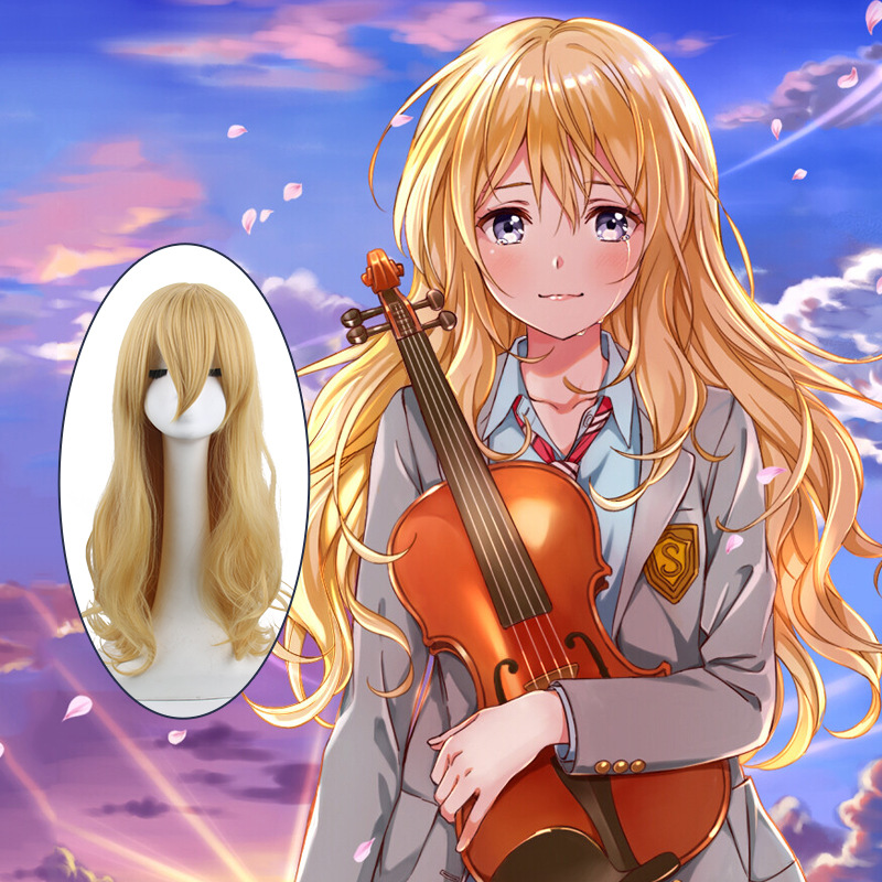 动漫cos假发四月是你的谎言宫园熏长发金黄色化纤cosplay假发批发