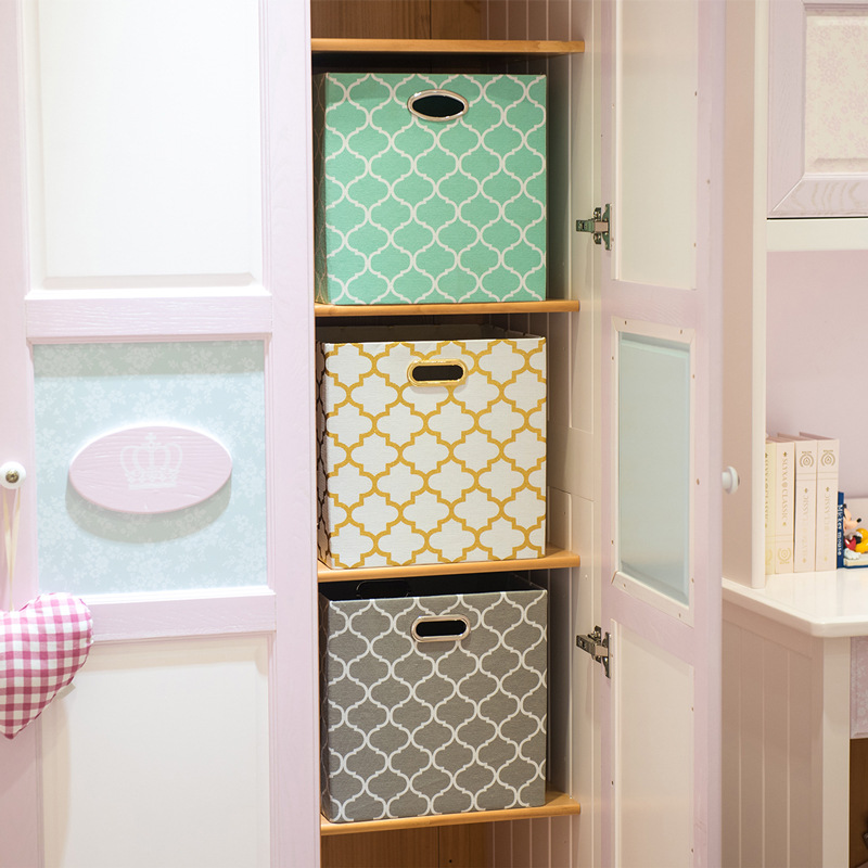 批发布艺折叠玩具收纳箱桌面收纳盒棉麻衣柜收纳整理箱鞋盒储物箱