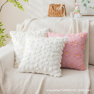 New Embroidered Bow Pillow Sweet Cream Wind Plush Pillow Cushion Cover Atmosphere Living Room Sofa Pillow