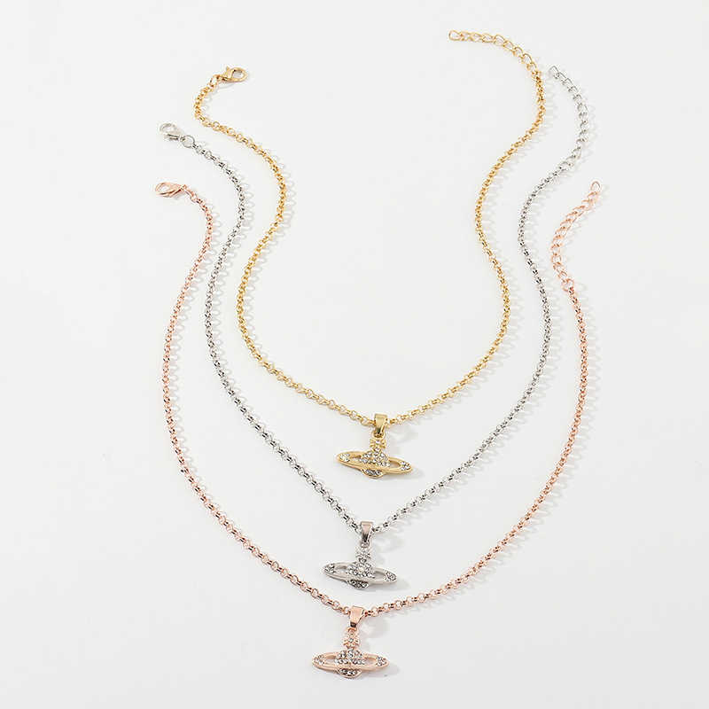 Creative Micro-studded Saturn Necklace