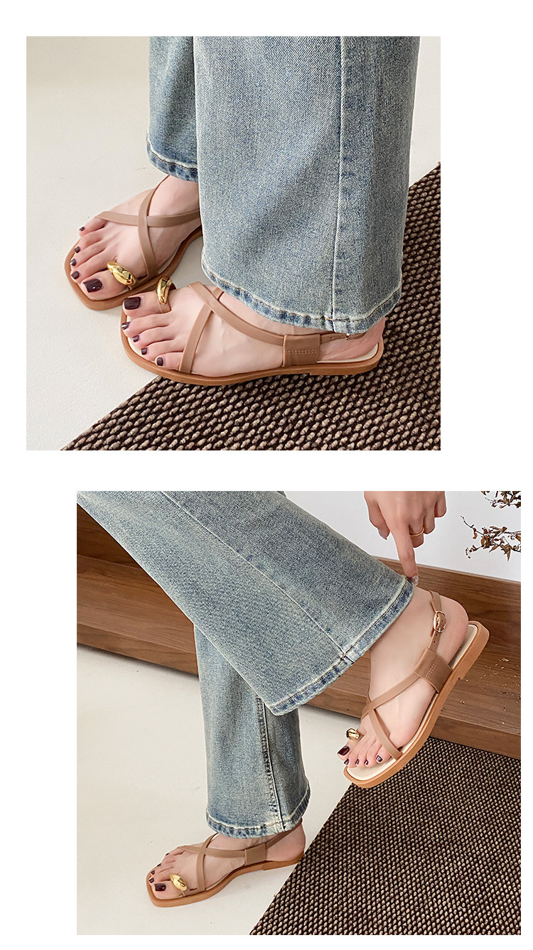 Roman-style Women's 2026 Summer New Model, Outdoor Wear, Non-slip, Trendy Hollow-out Flat PVC Thong Sandals For Women_vogvips.com
