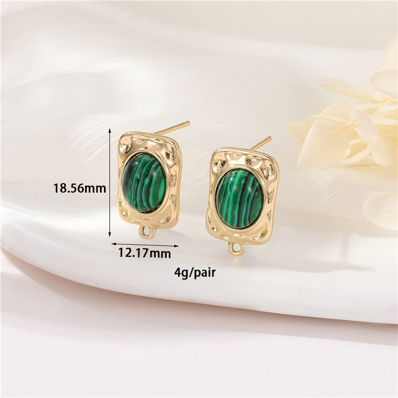 1 Pair Simple Style Geometric Plating Inlay Copper Malachite Turquoise Shell Ear Studs display picture 4
