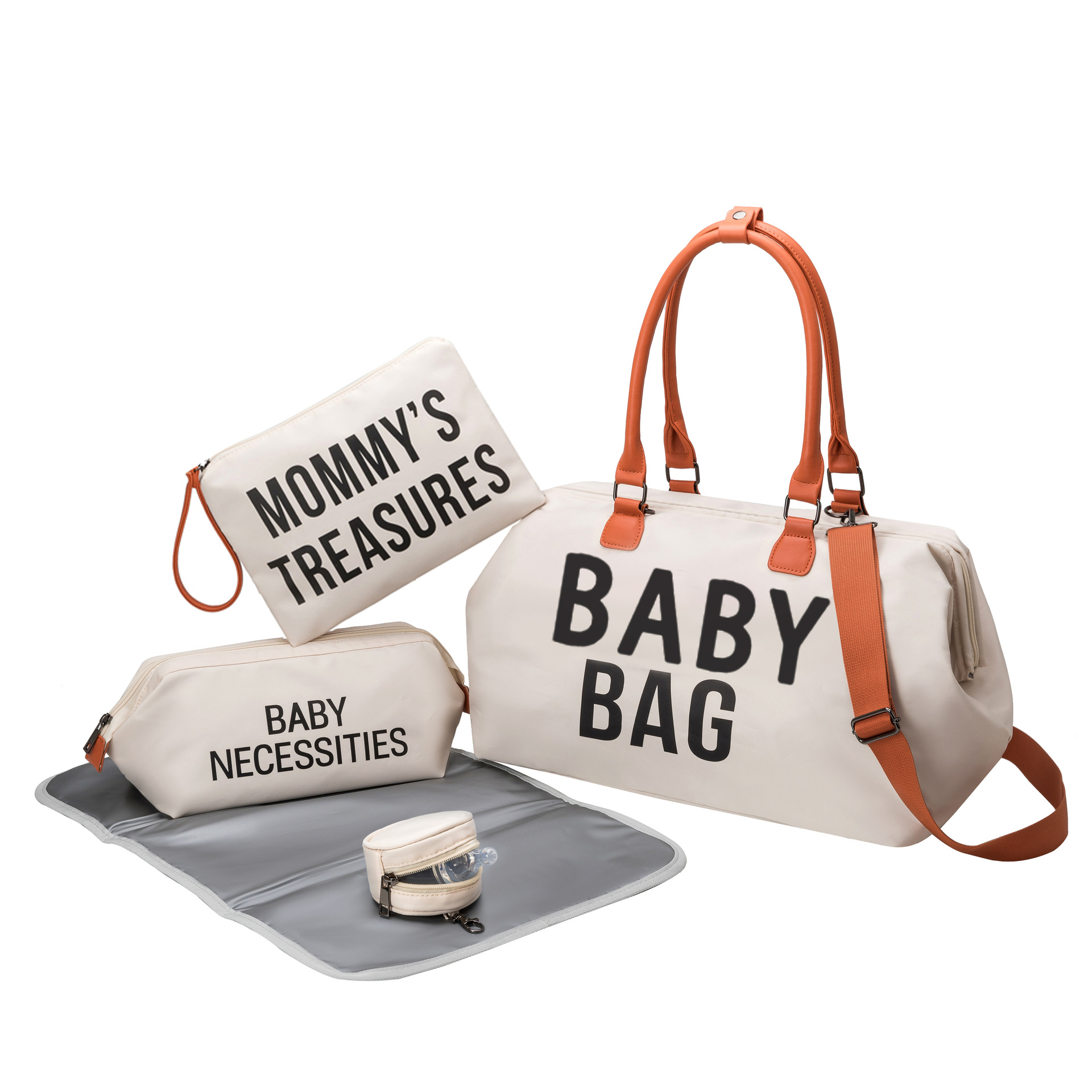 오프화이트 BABY BAG + 작은 가방 3개 + 기저귀 패드