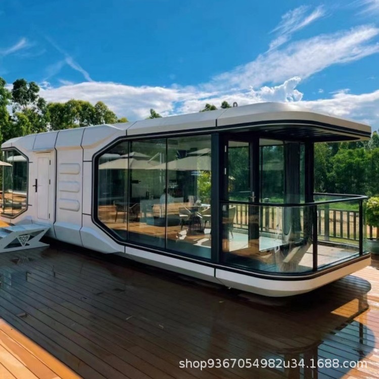 Cápsula espacial móvil al aire libre B&B camping doble habitación móvil hotel inteligente cápsula de manzana fabricante integrado