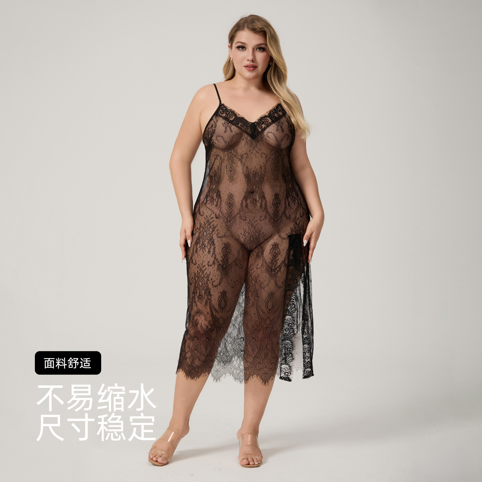 Yaoting nuevo pijama de cinturón de tamaño grande para mujeres verano satén de encaje sexy pijama larga ropa para el hogar CQ3813