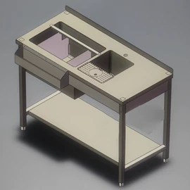 厨房操作台;水槽;保鲜冷藏设备