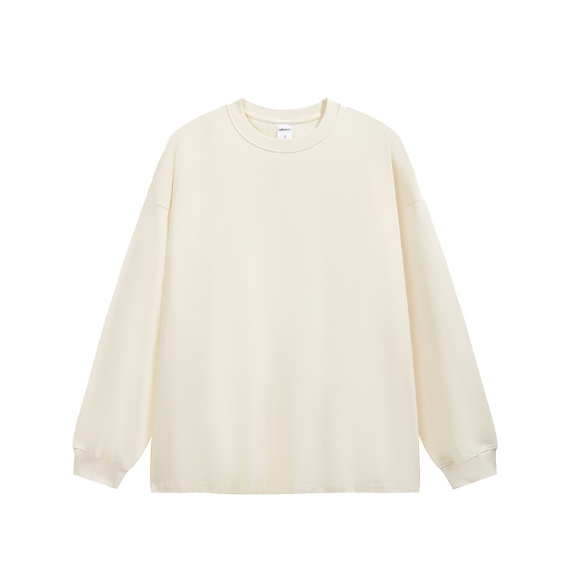 JIEZHAN | 305Gfog カラー長袖 Tシャツ 25 秋アメリカンソリッドカラーコットンルーズカップルボトリングシャツ