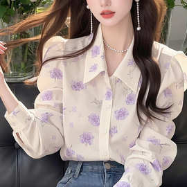 雪纺上衣女韩系绝美超好看独特漂亮衬衣减龄洋气桑蚕丝衬衫女春季