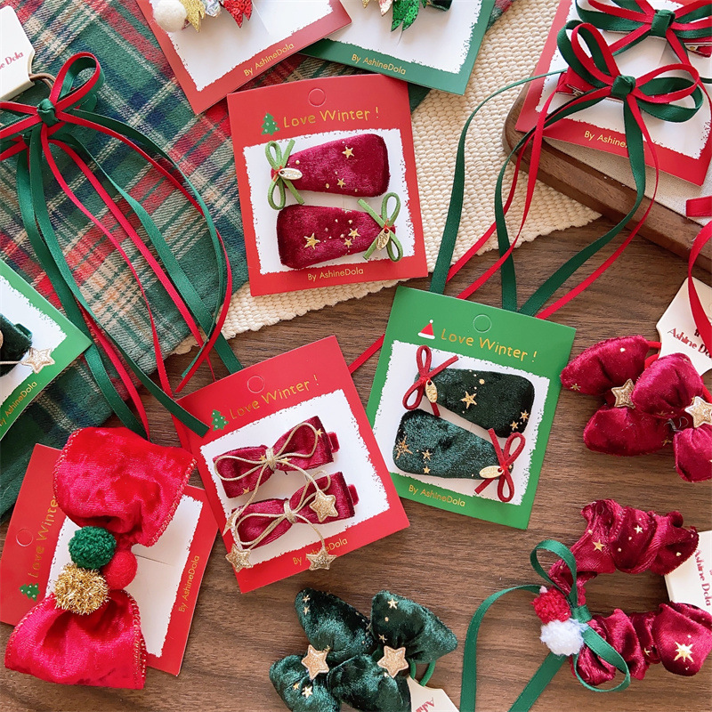 Christmas Bow Hairpin Red And Green Glitter Hair Accessory_voghion.com
