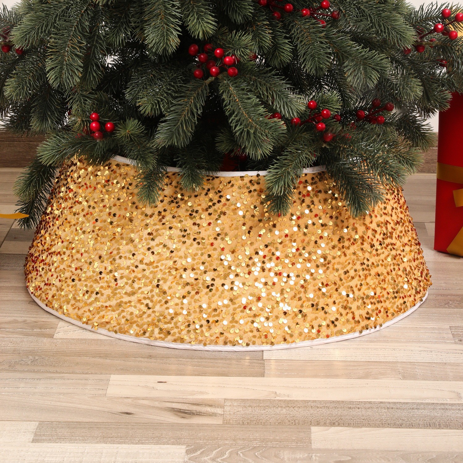 Adornos de árbol de Navidad con lentejuelas, nuevos, transfronterizos, al por mayor, artículos para manualidades, cuellos para árboles de Navidad