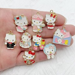漫画かわいい kt 猫 diy 合金アクセサリー手作りイヤリングネックレスブレスレットキーホルダーバッグジュエリーペンダント