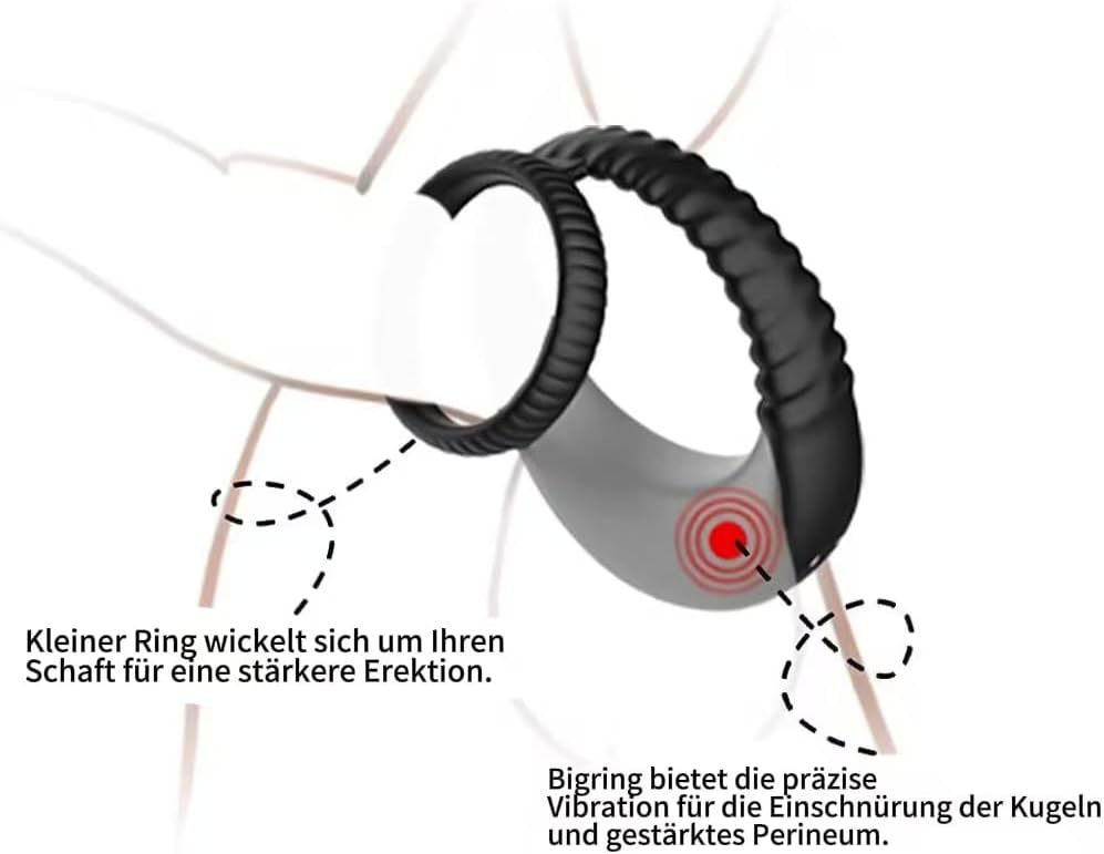 Dual-Vibration Rechargeable Silicone Cock Ring with Locking Double-Band Design — detail image 1
