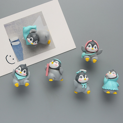 Creative Naughty and Cute Little Penguin Refrigerator Magnet Korean Cartoon Magnet Magnet Three-dimensional Refrigerator Magnet Customized