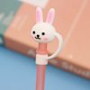 Cute silica gel dustproof cartoon straw with glass, 8mm