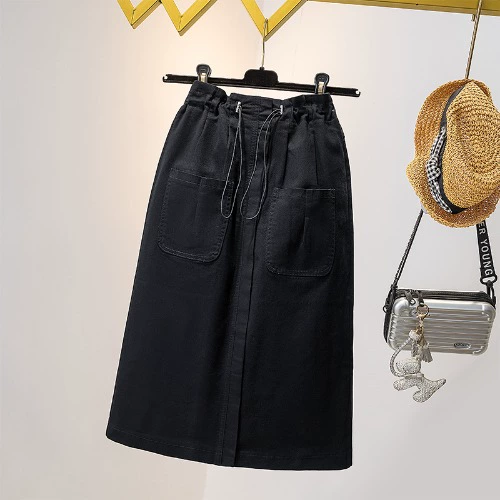 Autumn elastic long skirt for leisure, A-line