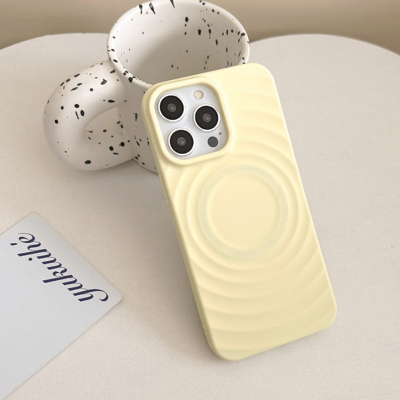 Silicone Pure Color Wave Pattern Suitable for Iphone17 Mobile Phone Case Skin-Sensitive Magnetic Charging Apple 16 Anti-Fall Protective Cover