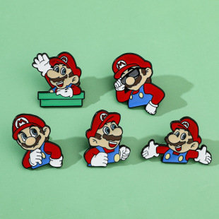 Cute Cartoon Creative Mario Brooch Super Mario Super Mario Metal Badge Accessories Commemorative Pin