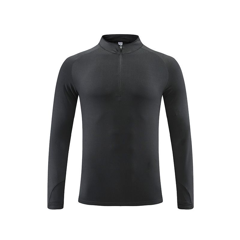 2022 otoño e invierno de secado rápido deportes de manga larga de los hombres media cremallera cuello alto suéter camiseta transpirable entrenamiento de fitness top