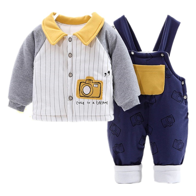 Bebé niños y niñas acolchados Primavera, Otoño e Invierno ropa bebé Correa traje niños de algodón acolchado ropa de algodón fino ropa de otoño 0-1 años 2