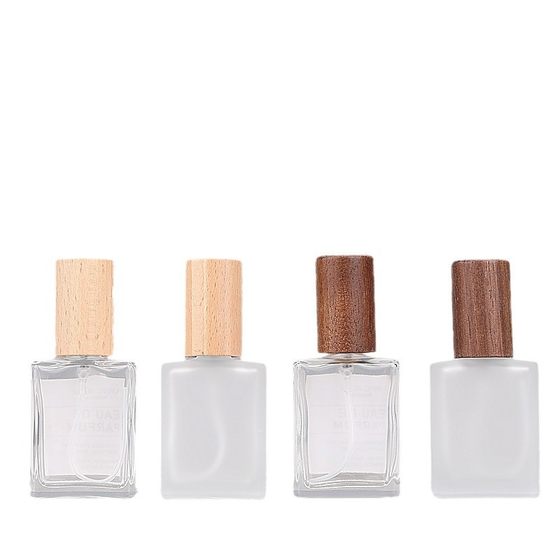 15ML Frosted Walnut Perfume Bottled Portable Beech Press Glass Spray Empty Bottle Perfume Bottle