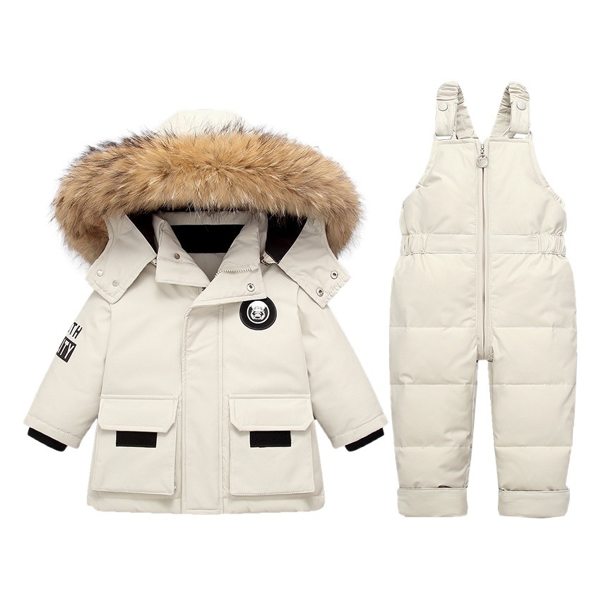 Children's down Jacket Set Infants 1-5 Years Old Male and Female Baby New Winter Two-Piece Top + Overalls