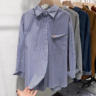 Spring and Autumn new maternity clothes Korean style lapel maternity shirt loose plus size maternity simple fashion long sleeve shirt